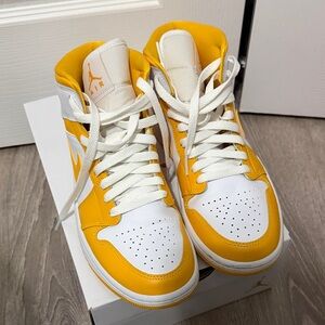 Jordan Women's Air 1 Mid in White and Gold